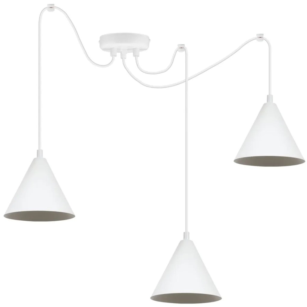 Závesné svietidlo Soho Spider, 3x biele kovové tienidlo, (fi 14cm)