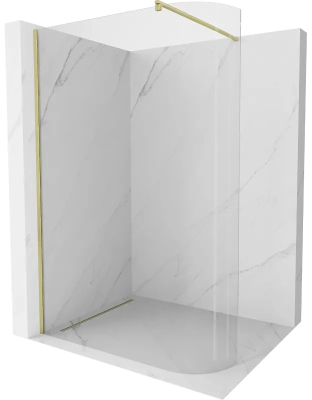 Mexen Kioto, sprchová zástena Walk-In 150 x 200 cm, 8mm číre sklo, zlatý matný profil, 800-150-101-55-06