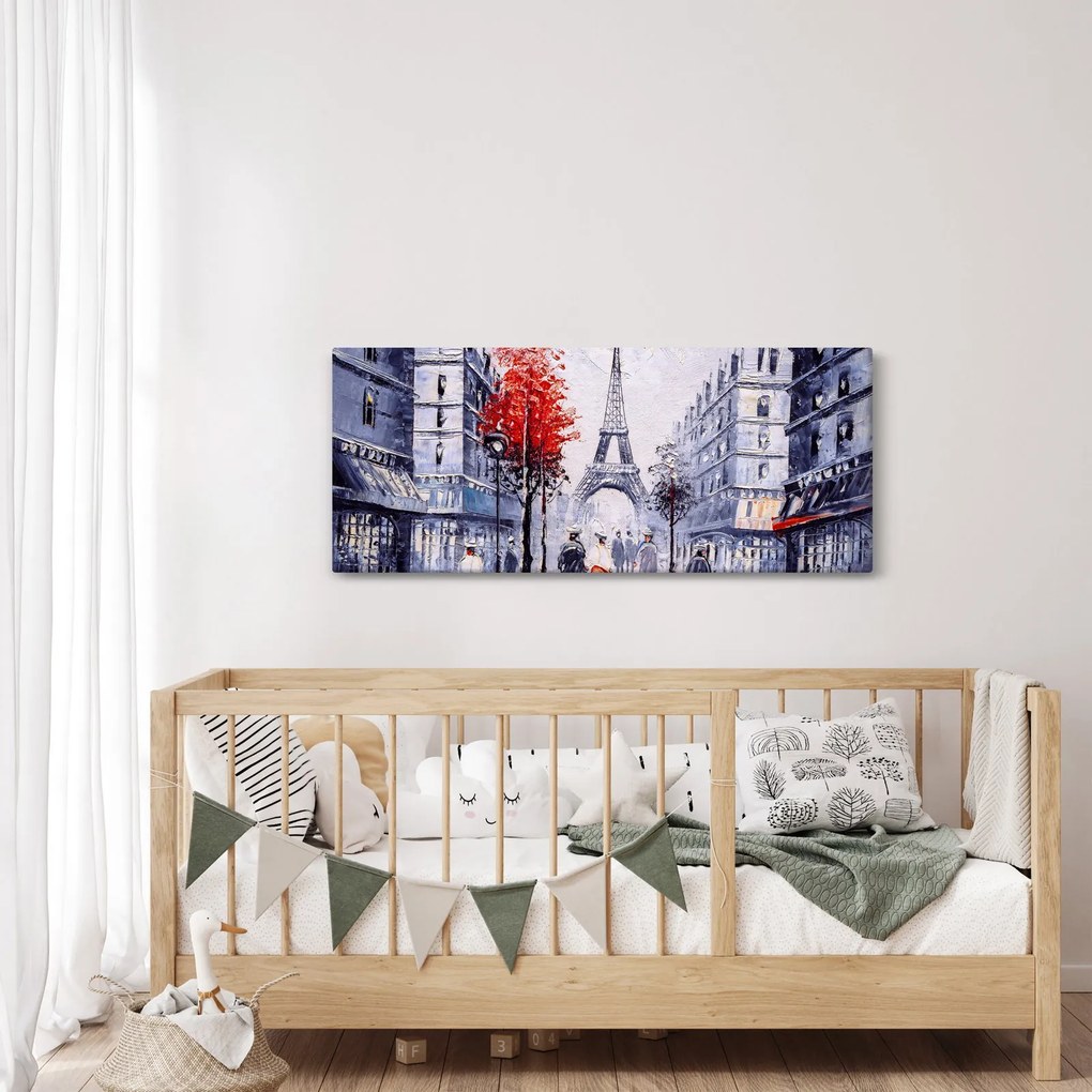 Obraz uličky v Paríži, olejomaľba (120x50 cm)