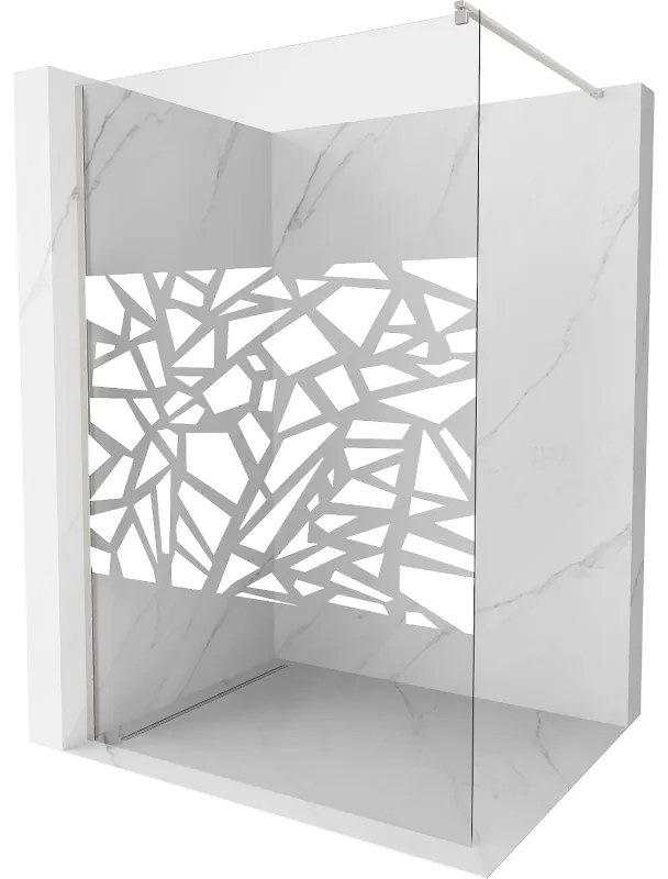 Mexen Kioto, sprchová zástena Walk-In 140 x 200 cm, 8mm číre sklo biely vzor, brúsená oceľ profil, 800-140-101-97-85