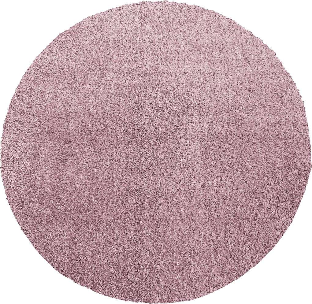 DY Okrúhly ružový shaggy koberec Kamel Rozmer: 200 cm