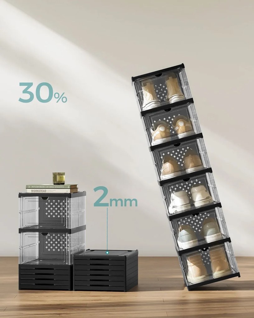 Úložný box Axel, sada 12ks, 35,5x25,6x17,6 cm, čierna