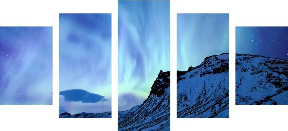5-dielny obraz severské polárne svetlo - 200x100