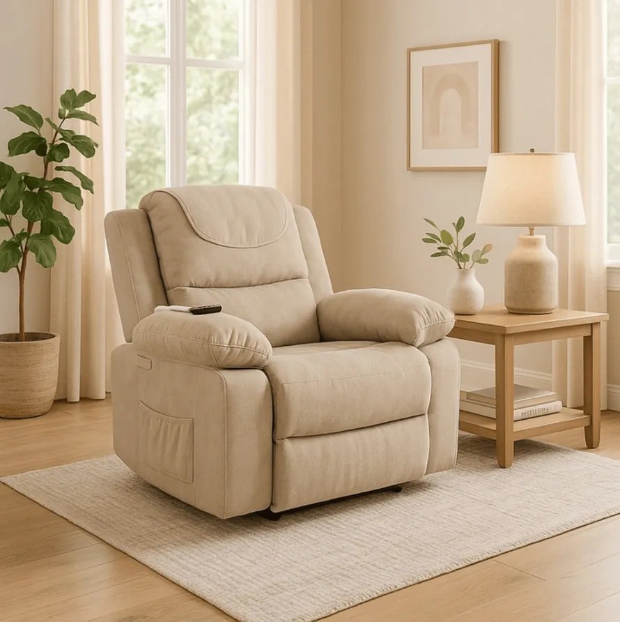 Masážne kreslo s funkciou vstávania MARCOS bežové