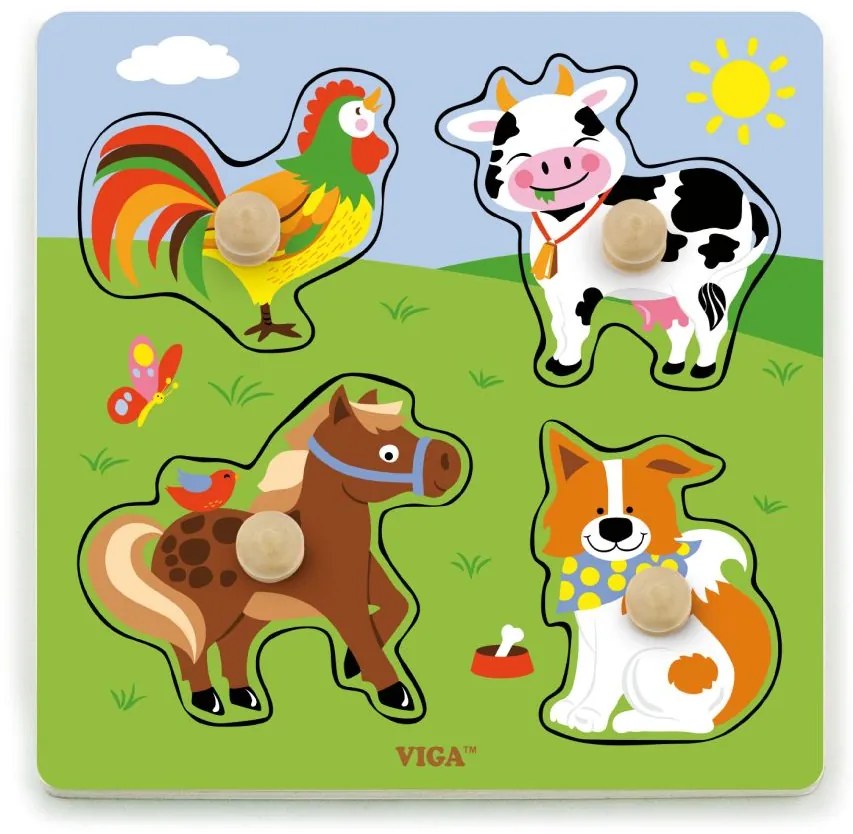 Viga Drevené puzzle - Domáce zvieratá