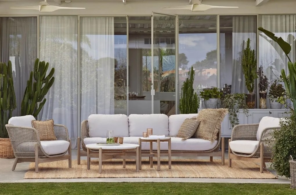 Drevená vypletaná súprava LARA 3 s dvomi stolíkmi