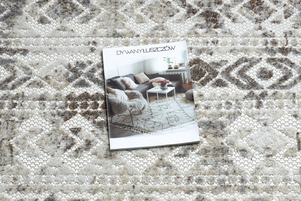 Koberec Štrukturálny SOLE D3732 Aztécky, diamanty béžový