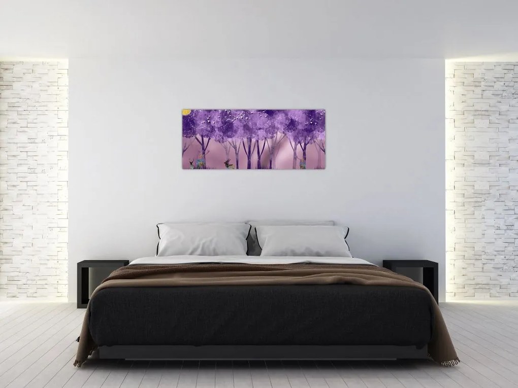 Obraz - Jelene v magickom lese (120x50 cm)