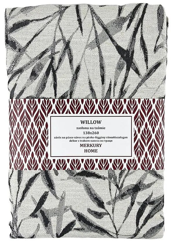 Záves Willow šedá na páske 138x260
