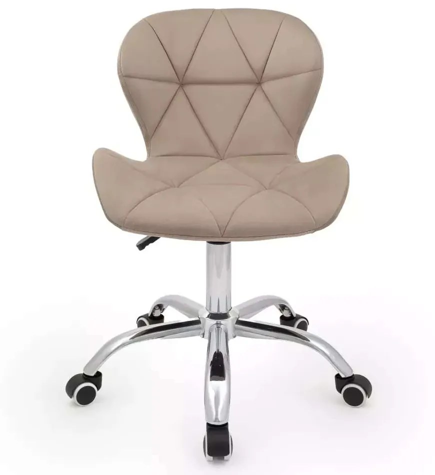 LuxuryForm DESIGN Stolička LIVIO VELUR na striebornej podstave s kolieskami - latte