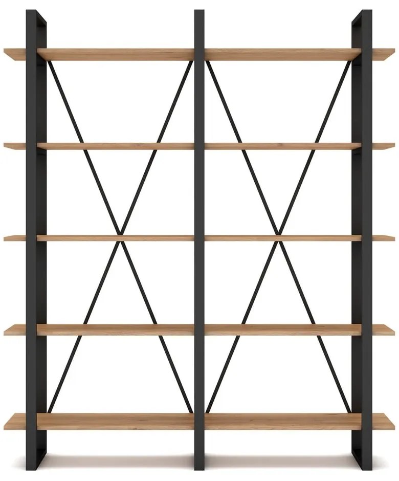 Čierny/prírodný regál v dekore duba 150x180 cm Aviva – Marckeric