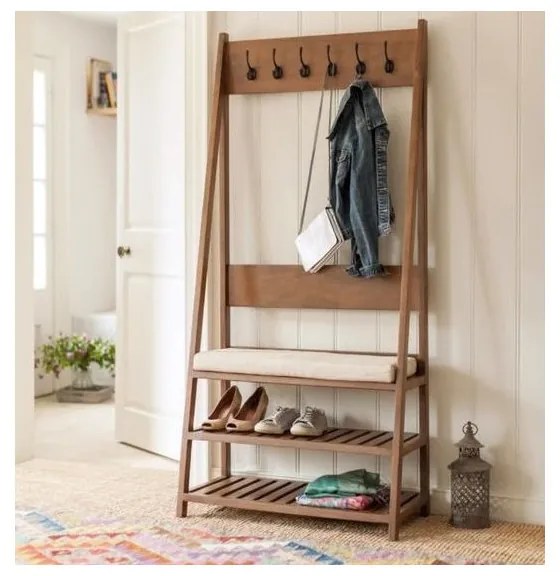 Vešiak Rami s 6 háčikmi 80x175x40 indický masív palisander Svetlomedová