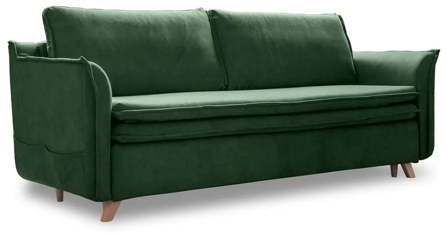Zelená zamatová rozkladacia pohovka 225 cm Charming Charlie – Miuform