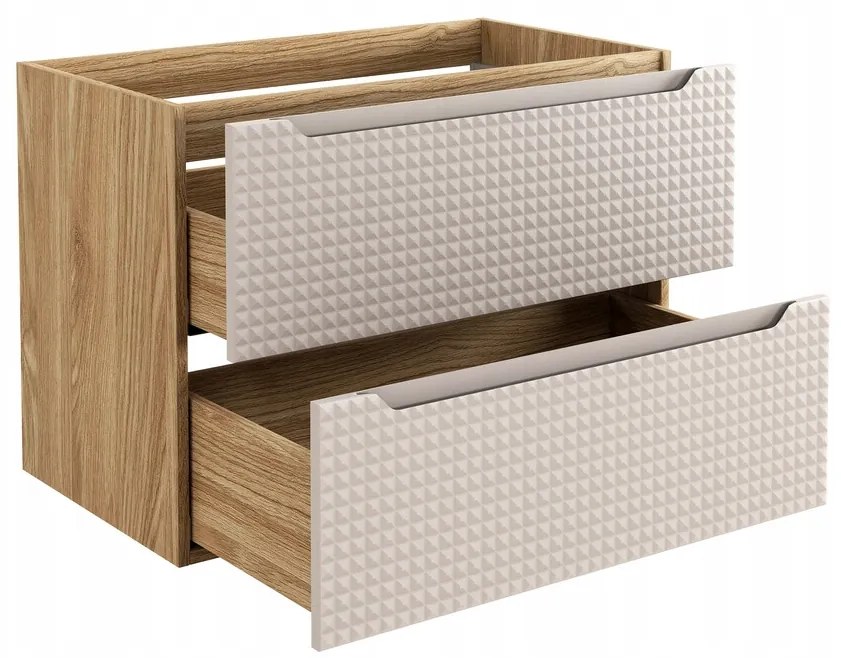 Závesná skrinka pod umývadlo Luxor Beige II s doskou 120 cm béžový/dub olejovaný