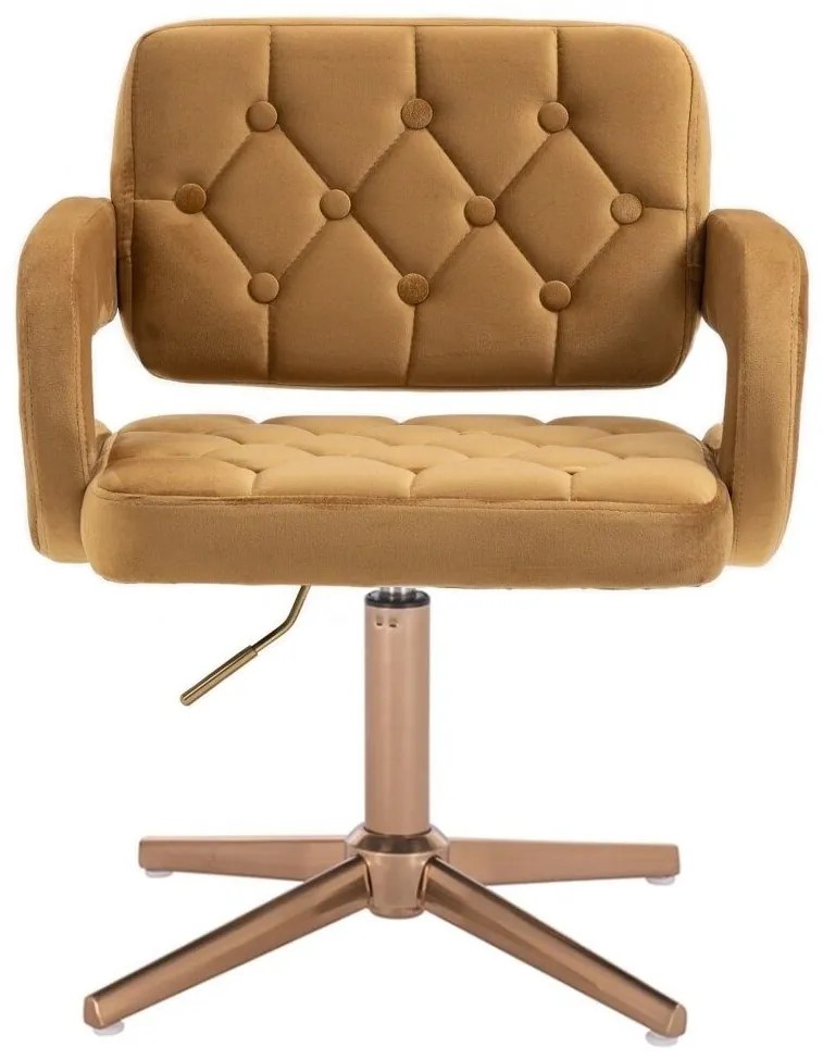 LuxuryForm DESIGN Stolička ADRIA VELUR na zlatom kríži - medová
