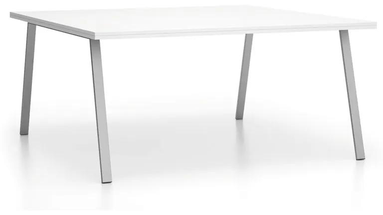 PLAN Kancelársky rokovací stôl DOUBLE LAYERS, bez prepážok, biela / sivá