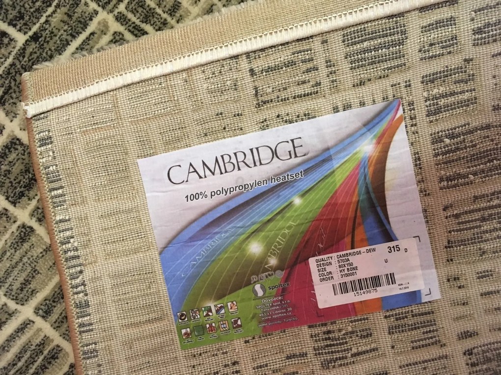 Spoltex, Kusový koberec Cambridge bone 5703, 160x230, béžová, obývacia izba