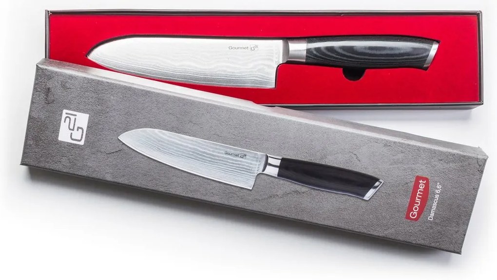 Súprava nožov G21 Gourmet Damascus v bambusovom bloku 5 ks + brúsny kameň