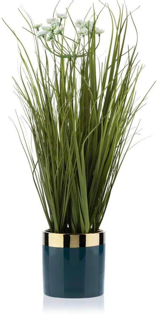 KERAMICKÝ KVETINÁČ CINDY 11X11 CM ZMAVOZELENÁ/ZLATÁ