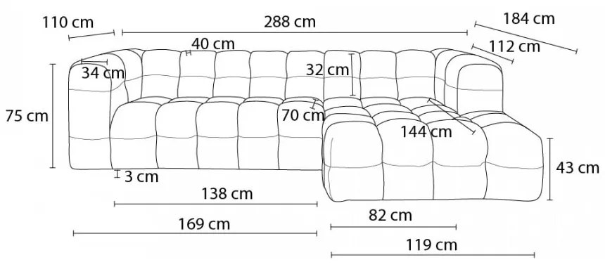 Okrovožltá rohová pohovka (pravý roh) Cloud – Bobochic Paris