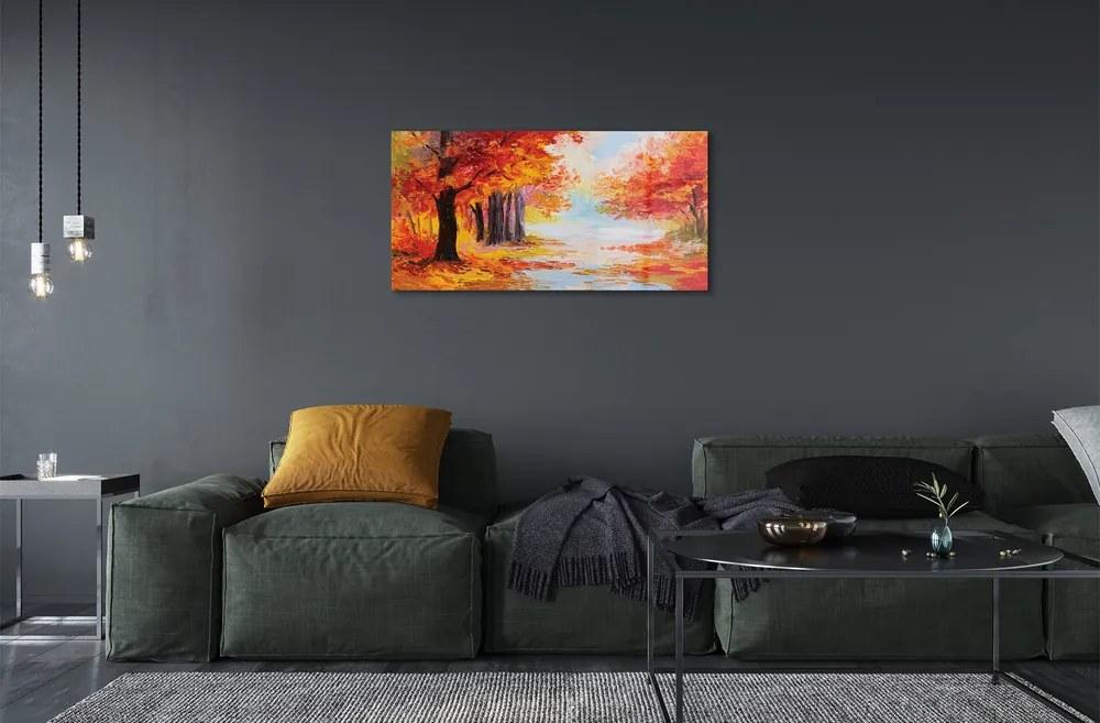 Obraz na skle Jesenné lístie stromu 100x50 cm