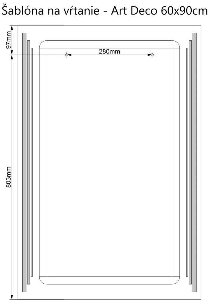 LED zrkadlo Art Deco Vertical 60x90cm studená biela - diaľkový ovládač Farba diaľkového ovládača: Biela