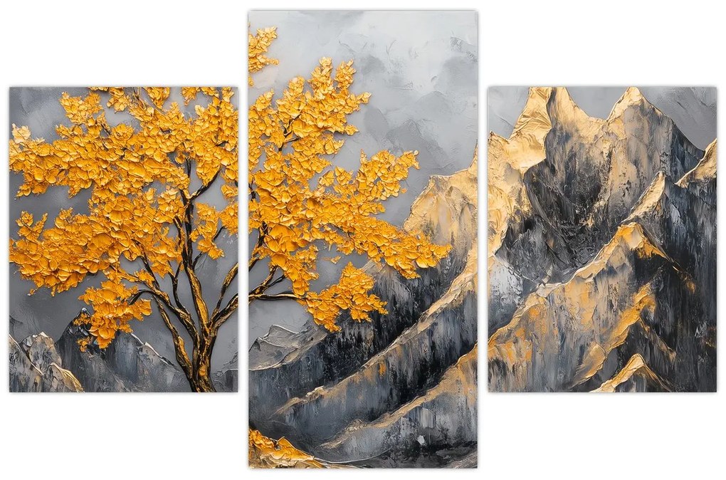 Obraz – Zlatý strom v horách (90x60 cm)