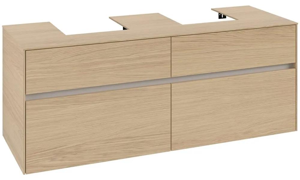 VILLEROY &amp; BOCH Collaro závesná skrinka pod dve umývadlá na dosku, 4 zásuvky, 1400 x 500 x 548 mm, Nordic Oak, C10300VJ
