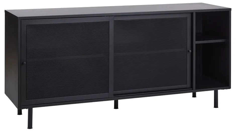 Čierna kovová komoda s posuvnými dverami 160x75x46 cm Veep – Unique Furniture