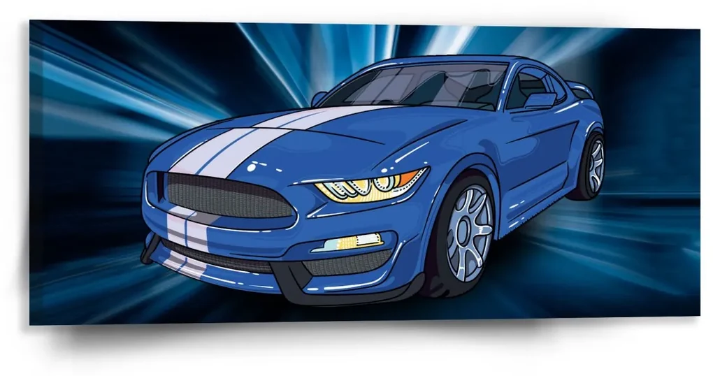 Sablio Obraz Mustang Modré pozadie - 110x50 cm