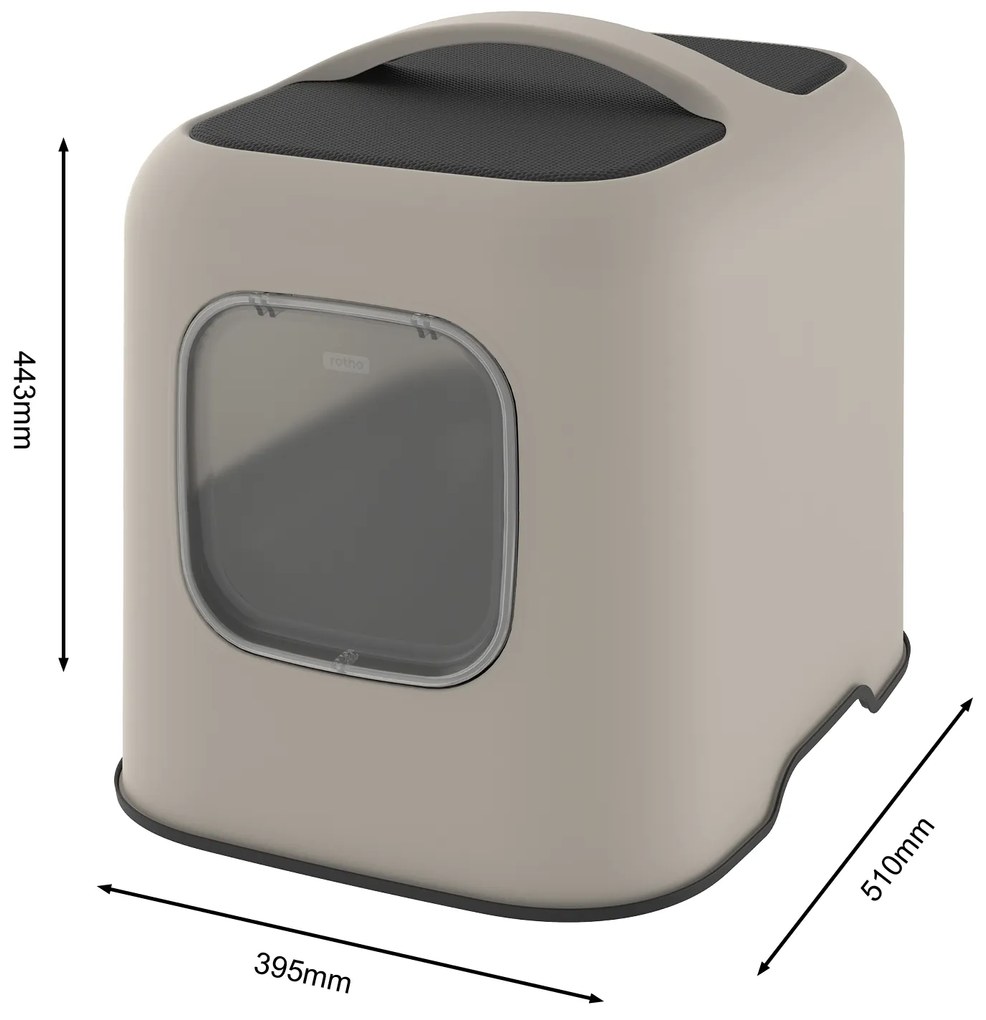 Rotho 2. akosť - Mačacia toaleta, krytý záchod pre mačky s lopatkou CAT XL - béžová
