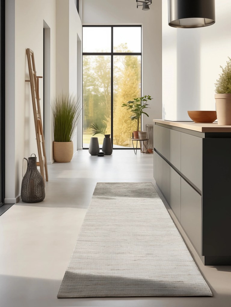 Hanse Home, Koberec behúň Handloom 105962 Dhaka Grey Brown, 80x200, béžová, chodba / predsieň