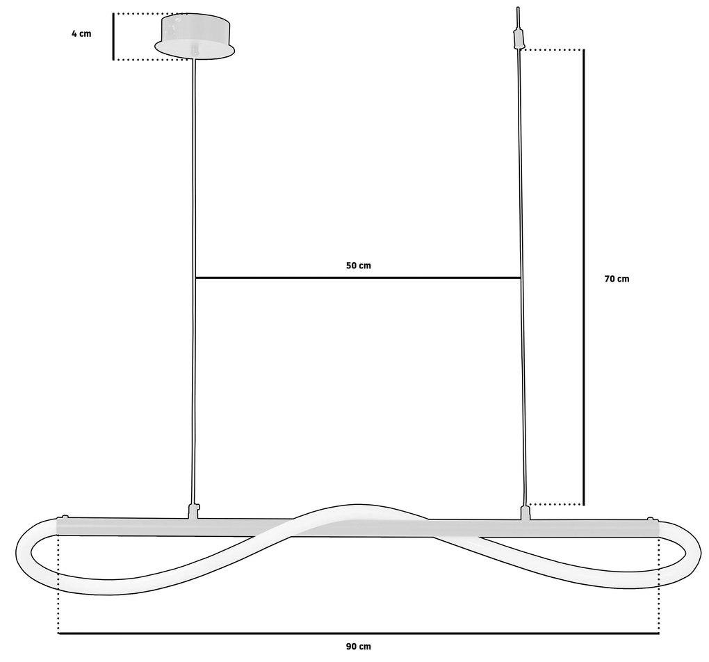 Toolight Toolight, LED závesné svietidlo 120 cm 60W APP853-CP LONG BLACK, čierna-biela, OSW-04030