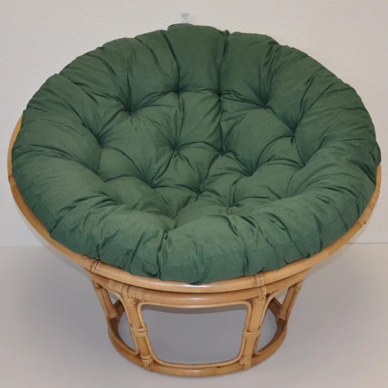 Relaxačný papasan DEMETRIA — ⌀100 cm, ratan, látka, medová / viac farieb Biela