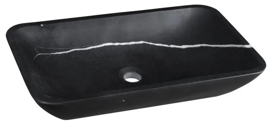 Sapho - Umývadlo na dosku BLOK 60x35 cm kameň/matná čierna