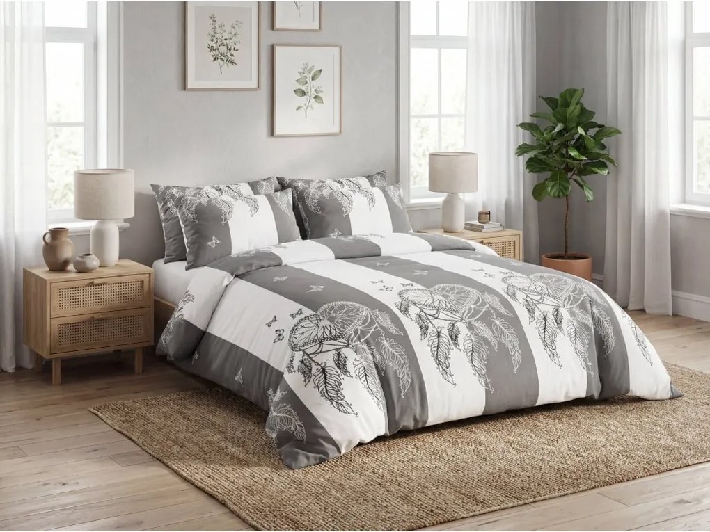 Obliečky z mikrovlákna TIRSO sivo-biele Rozmer obliečky: 2 ks 70 x 90 cm | 200 x 220 cm