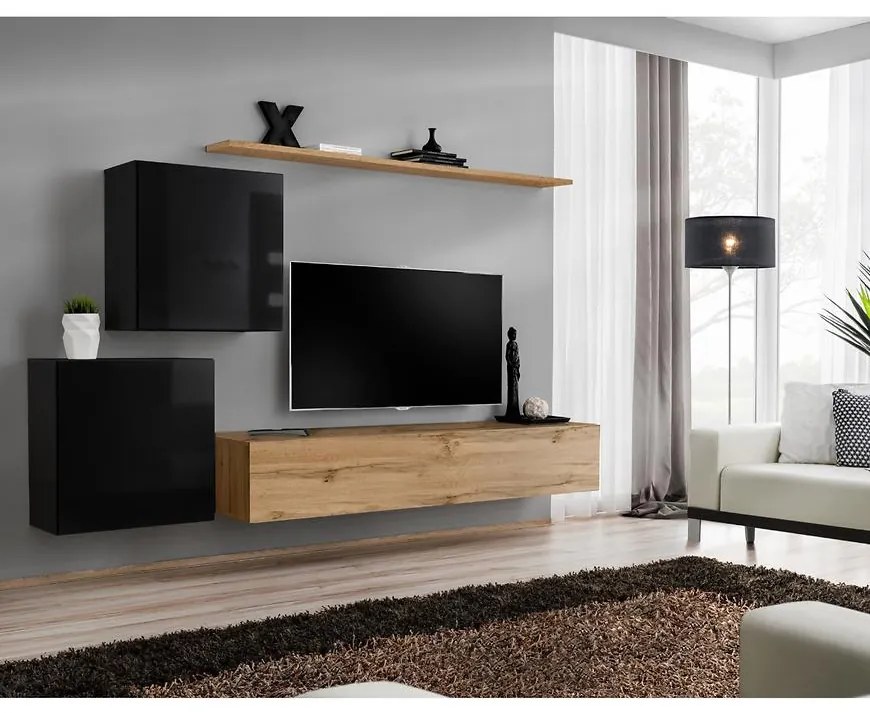 Obývacia stena Switch V Čierna /Wotan