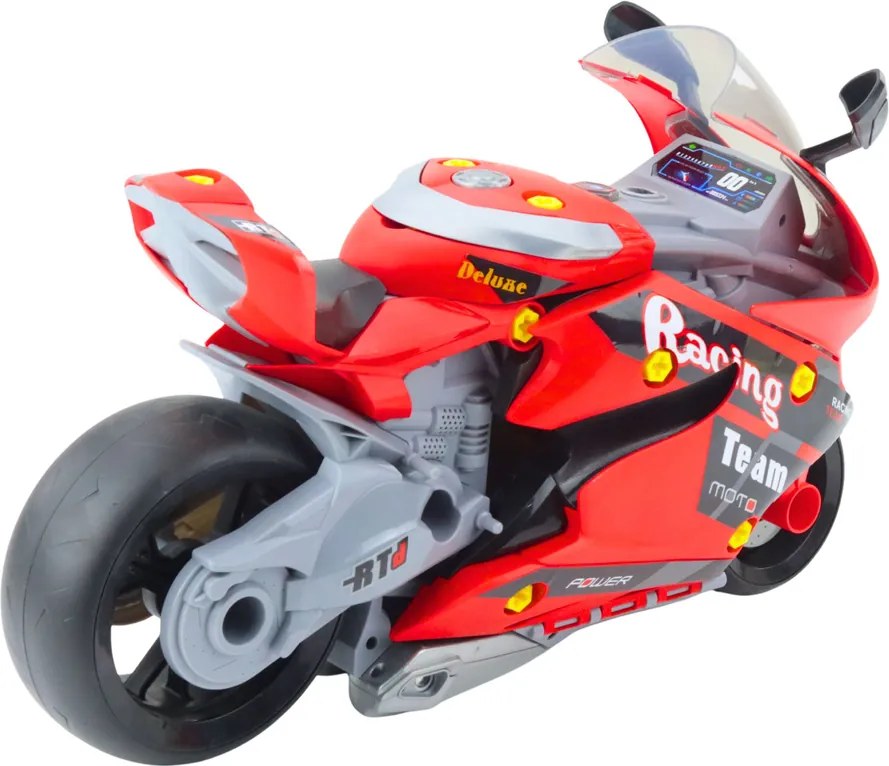 LEAN Toys Motocykel 2v1 DIY dielenské svetlá Zvuky Dym Červená 43cm