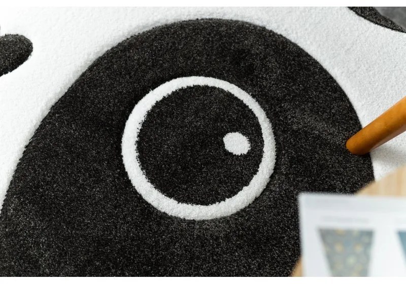Detský kusový koberec Petit Panda white kruh, 160x160 (priemer) kruh, čiernobiela, detská izba, Dywany Łuszczów