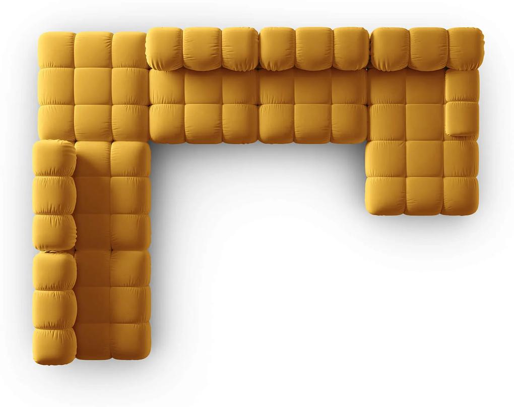 Modulárna sedemmiestna pohovka bella 379 cm ľavá zamat žltá MUZZA