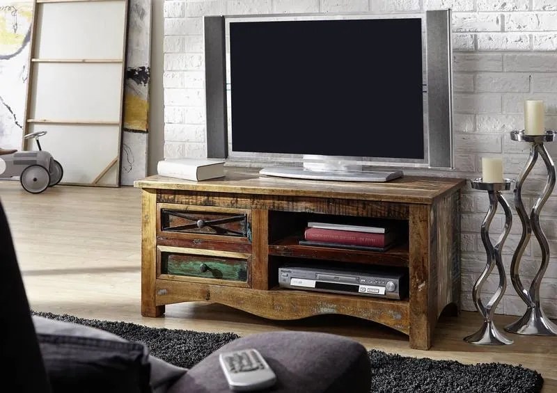 Bighome - OLDTIME TV stolík 110x50 cm, staré drevo