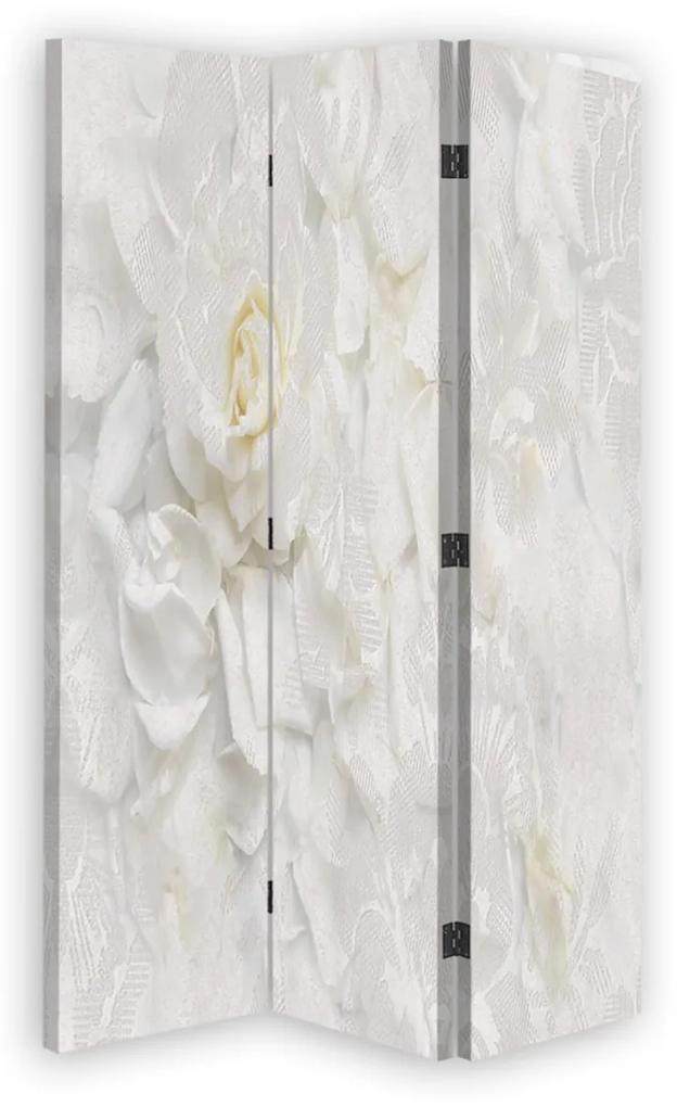 Ozdobný paraván Bílé květy Příroda - 110x170 cm, trojdielny, klasický paraván