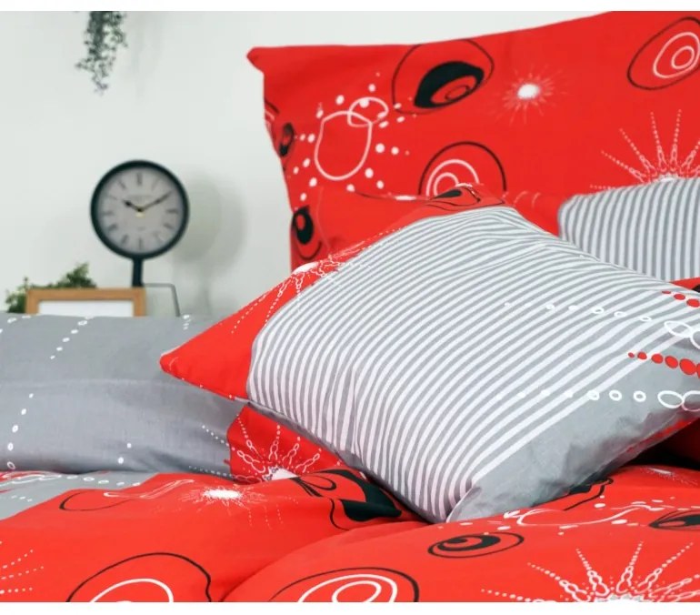Obliečky bavlnené Tilia červené EMI, Štandardný set jednolôžko obsahuje 1x 140x200 + 1x 70x90