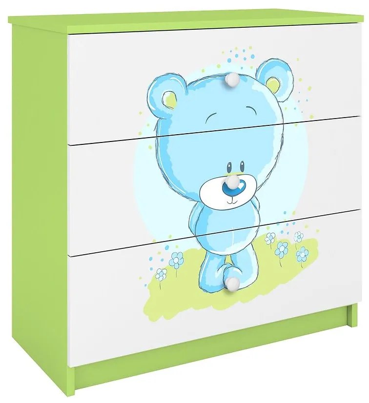 Detská komoda Babydreams Zelená – Medveď modrý