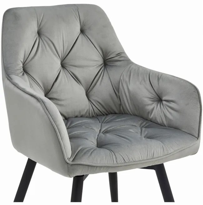 Jedálenská otočná stolička JORK360 zamatová, strieborná (čierne nohy)