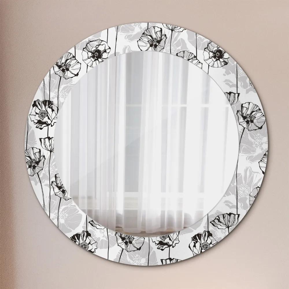 Okrúhle ozdobné zrkadlo na stenu Kvety maki fi 60 cm