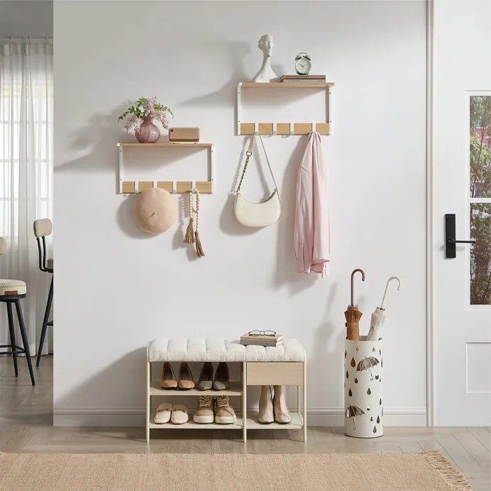 Autronic BONTEC Set 2 nástenných poličiek, mdf, hnedá, ABP-E1083 OLW Farba: Béžová