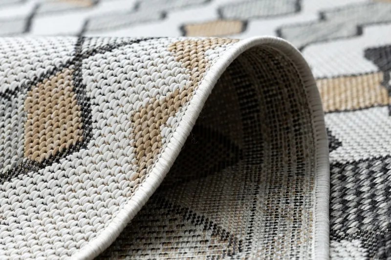 Dywany Łuszczów, Kusový koberec Cooper Sisal Diamonds 22217 ecru/black – na von aj na doma, 160x220, šedá, chodba / predsieň