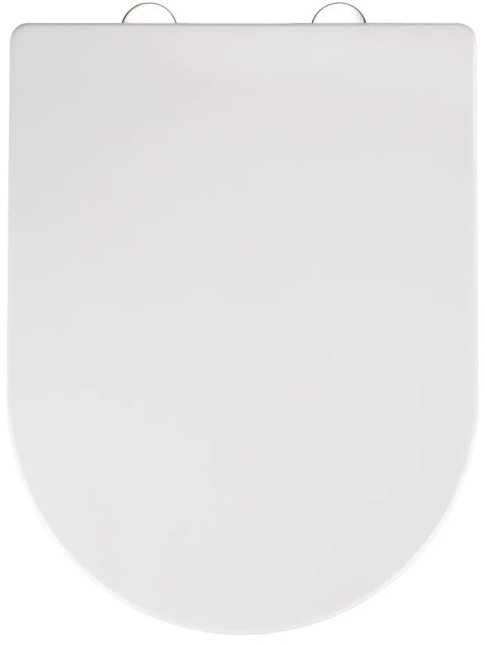 Biele WC sedadlo s jednoduchým zatváraním Wenko Calla, 47 × 35,5 cm