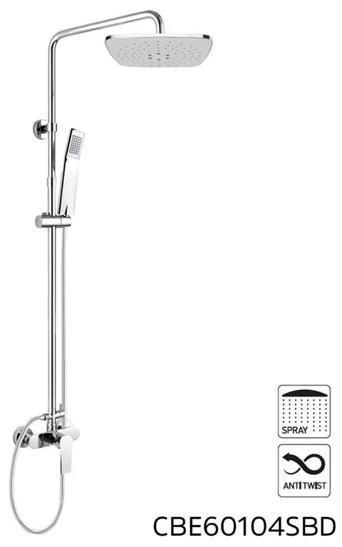 Mereo, Nástenná sprchová batéria Dita 150 mm so sprchovou súpravou, ručnou a tanierovou sprchou 225x225mm, MER-CBE60104SBD